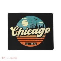 Chicago Illinois Retro Skyline Night Il Souvenirs Mousepad thumb 0