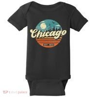 Chicago Illinois Retro Skyline Night Il Souvenirs Baby Bodysuit thumb 0
