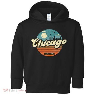 Chicago Illinois Retro Skyline Night Il Souvenirs Toddler Hoodie
