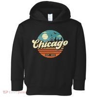 Chicago Illinois Retro Skyline Night Il Souvenirs Toddler Hoodie thumb 0