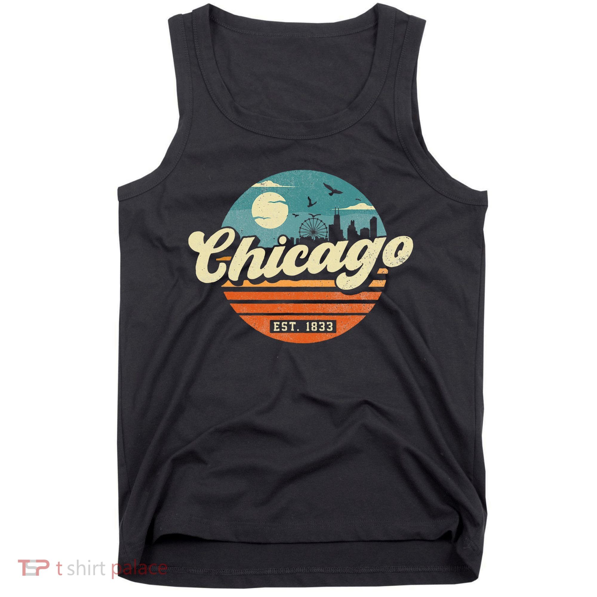 Chicago Illinois Retro Skyline Night Il Souvenirs Tank Top