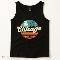 Chicago Illinois Retro Skyline Night Il Souvenirs Tank Top thumb 2