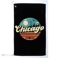Chicago Illinois Retro Skyline Night Il Souvenirs Golf Towel thumb 0