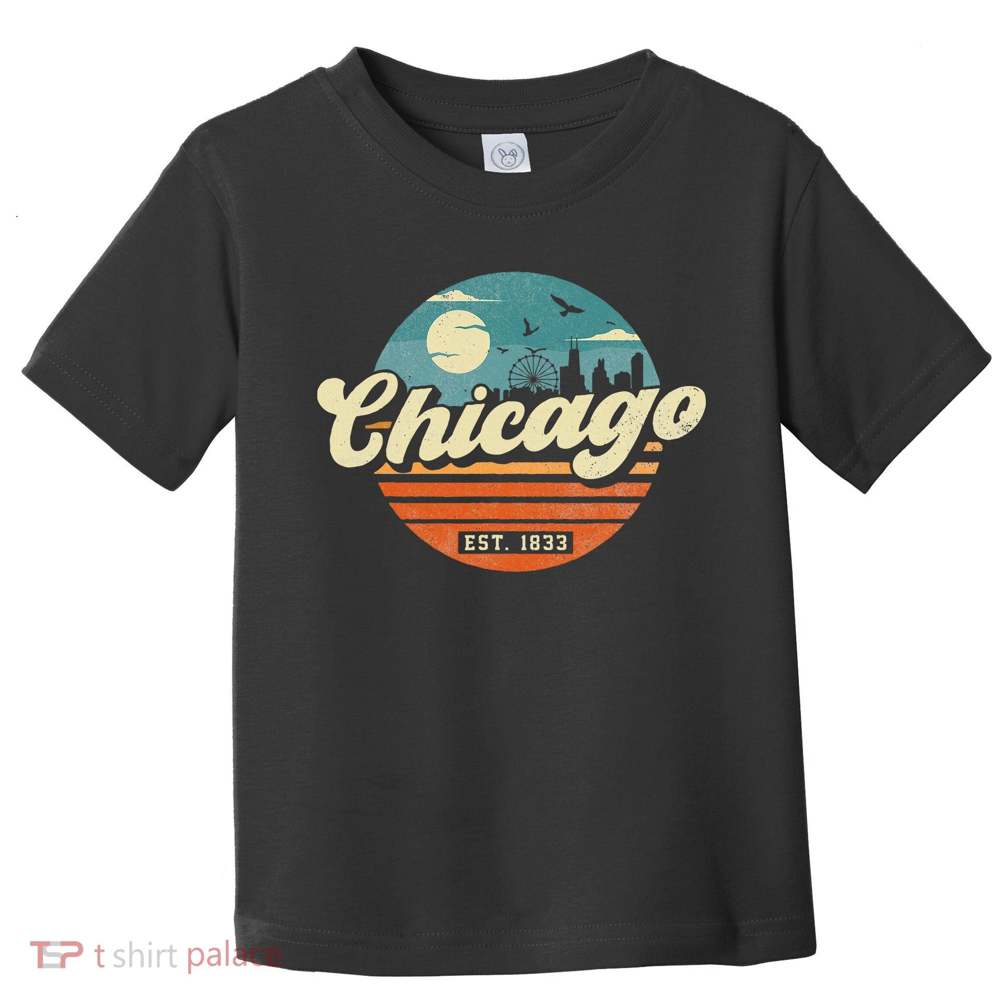 Chicago Illinois Retro Skyline Night Il Souvenirs Toddler T-Shirt