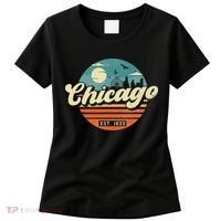 Chicago Illinois Retro Skyline Night Il Souvenirs Women's T-Shirt thumb 0