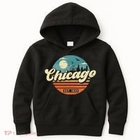 Chicago Illinois Retro Skyline Night Il Souvenirs Kids Hoodie thumb 0