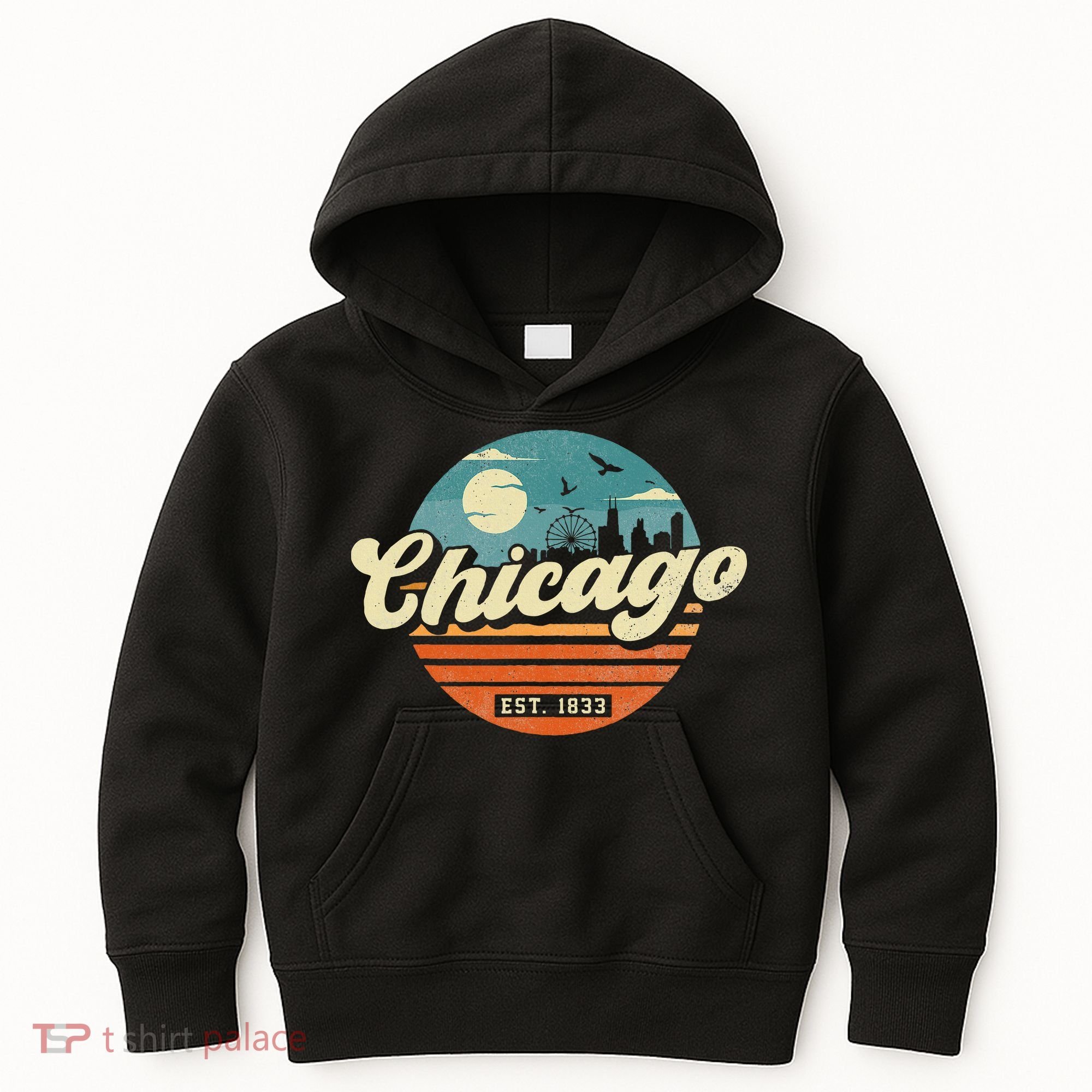 Chicago Illinois Retro Skyline Night Il Souvenirs Kids Hoodie