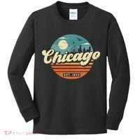 Chicago Illinois Retro Skyline Night Il Souvenirs Kids Long Sleeve Shirt thumb 0