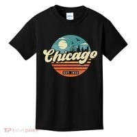 Chicago Illinois Retro Skyline Night Il Souvenirs Kids T-Shirt thumb 0