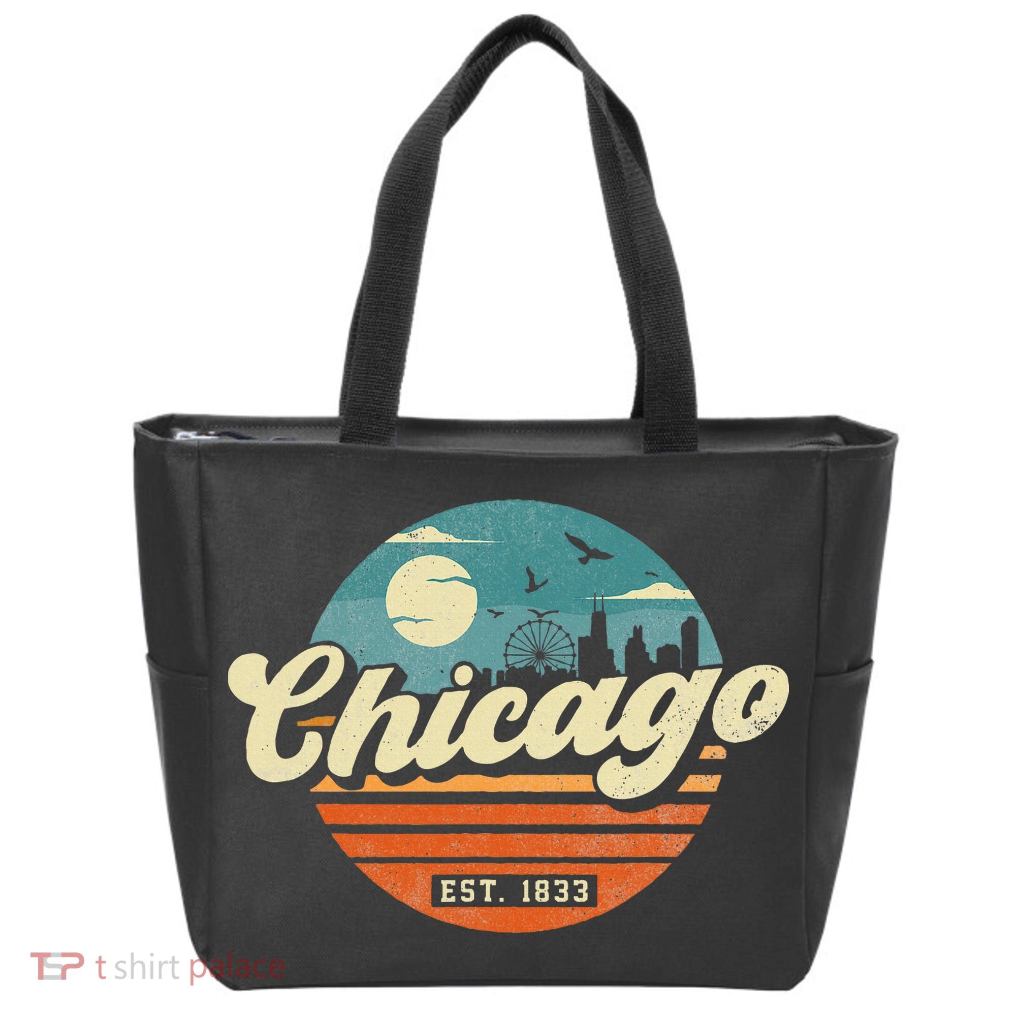 Chicago Illinois Retro Skyline Night Il Souvenirs Tote Bag