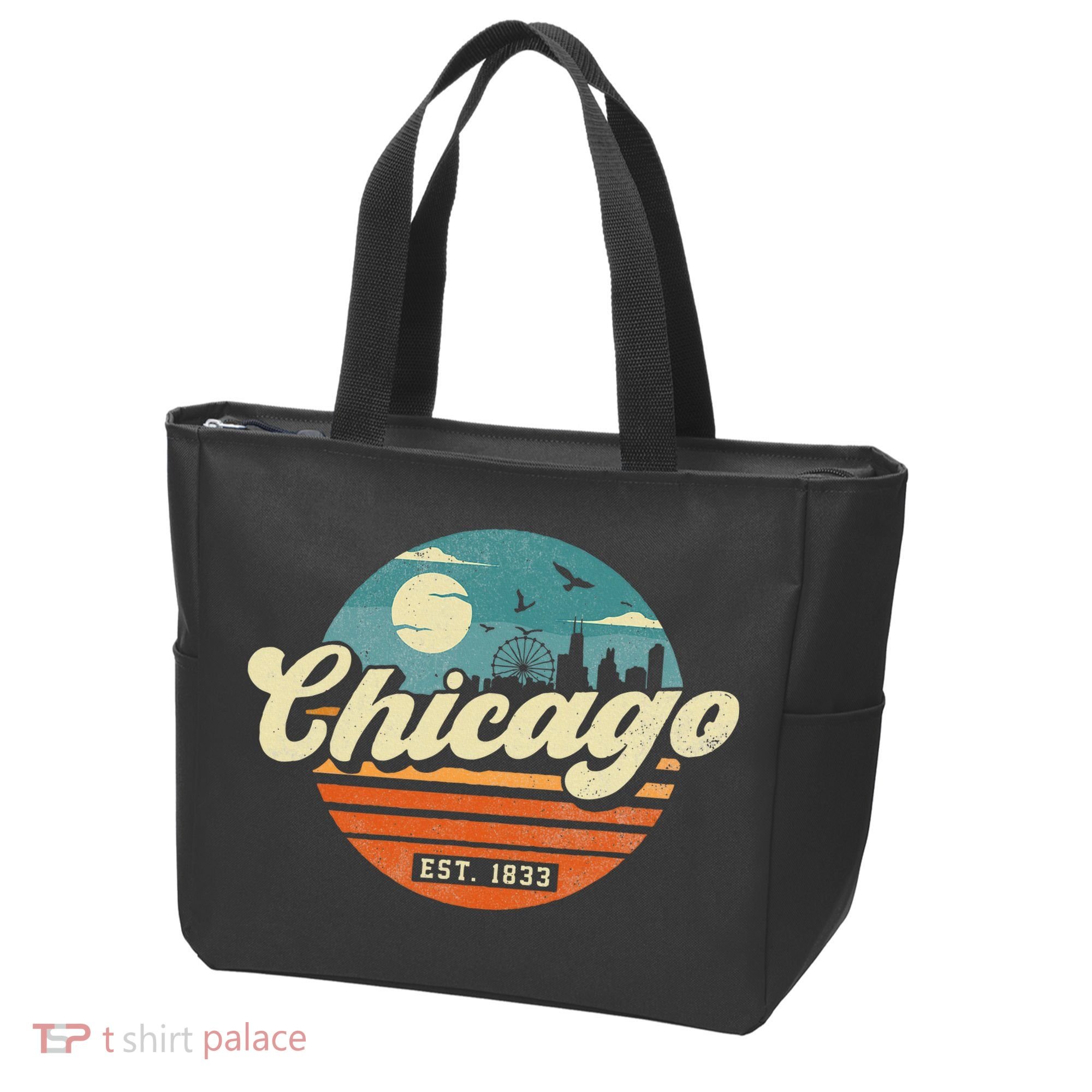 Chicago Illinois Retro Skyline Night Il Souvenirs Tote Bag