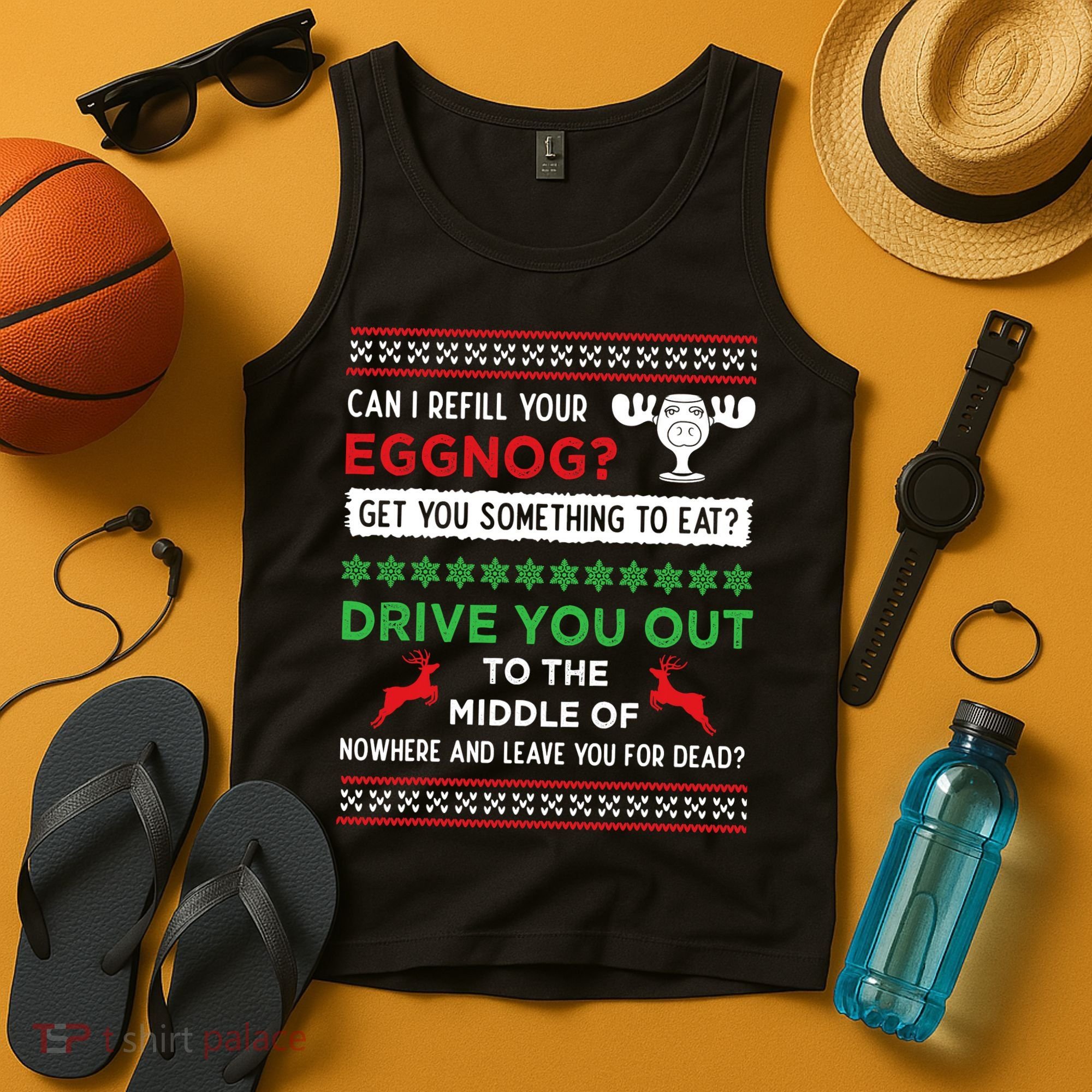 Can I Refill Your Eggnog Funny Christmas Vacation Quote Tank Top