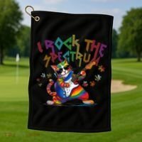 Cute I ROCK THE SPECTRUM Autism Awareness Support Love Golf Towel thumb 1