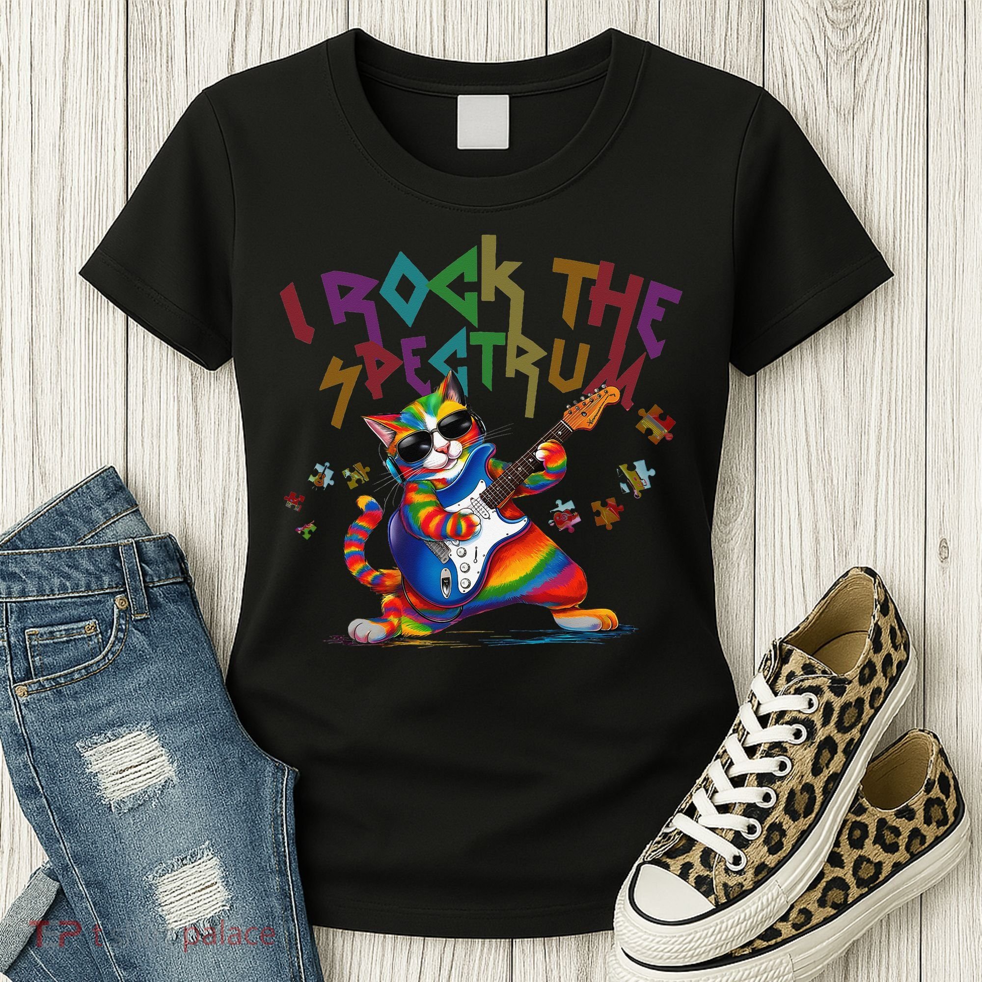 Cute I ROCK THE SPECTRUM Autism Awareness Support Love Women's T-Shirt
