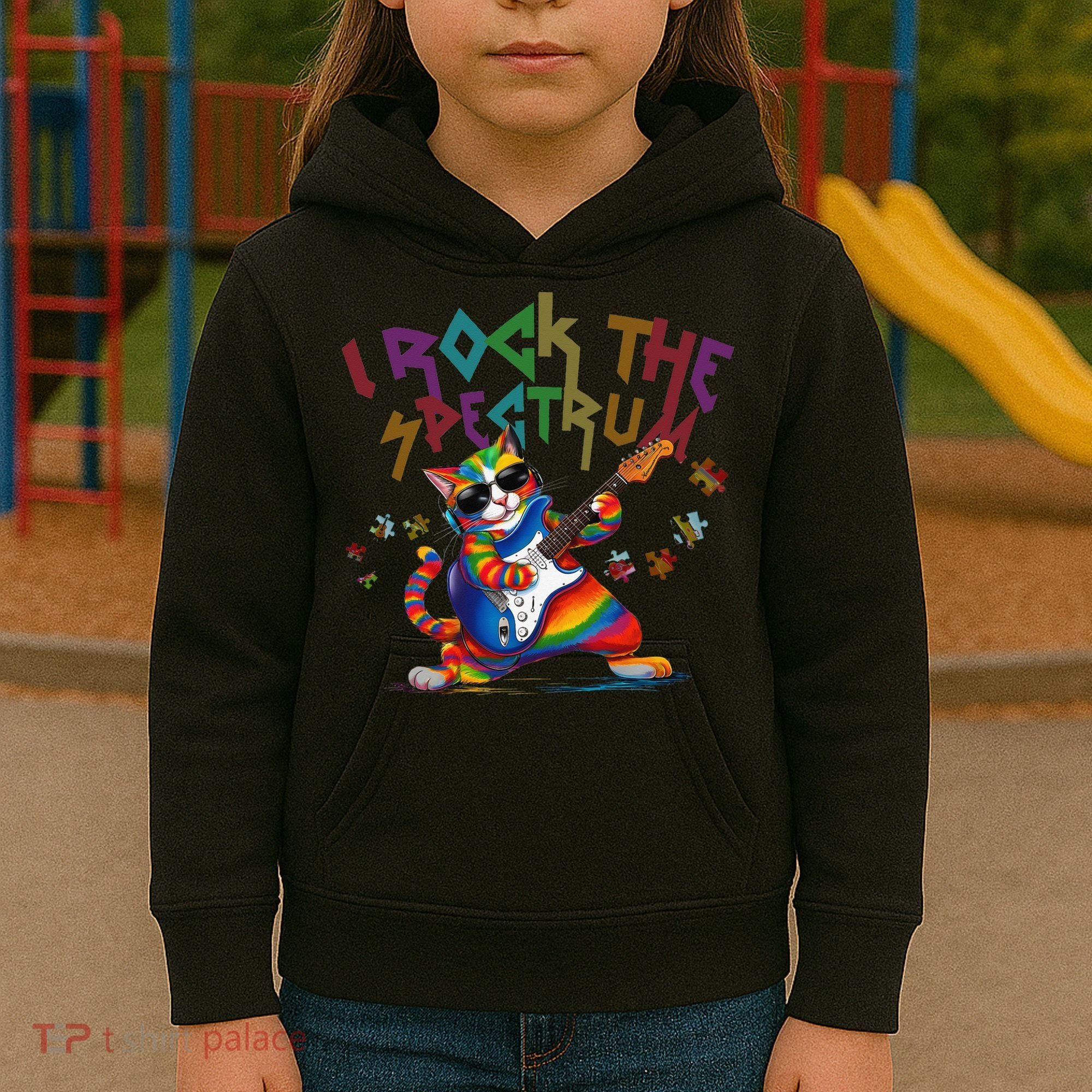 Cute I ROCK THE SPECTRUM Autism Awareness Support Love Kids Hoodie
