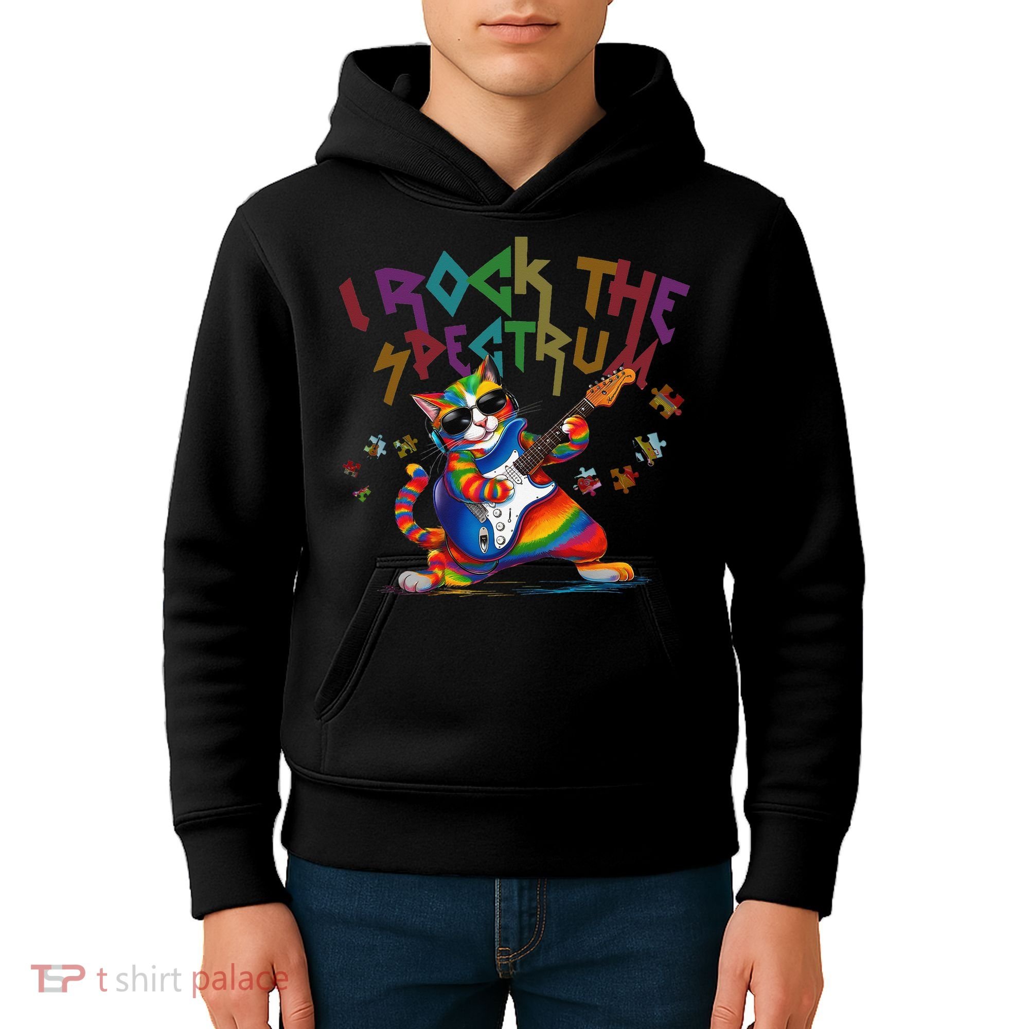 Cute I ROCK THE SPECTRUM Autism Awareness Support Love Kids Hoodie