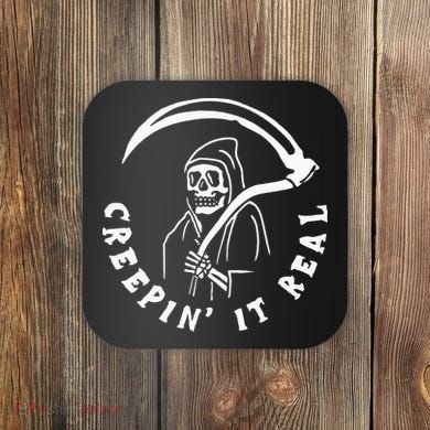 Creepin It Real Grim Reaper Halloween Coaster