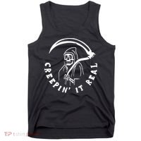 Creepin It Real Grim Reaper Halloween Tank Top thumb 0