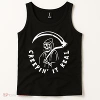 Creepin It Real Grim Reaper Halloween Tank Top thumb 2