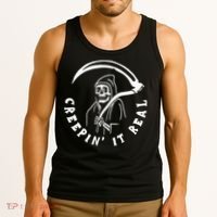 Creepin It Real Grim Reaper Halloween Tank Top thumb 3
