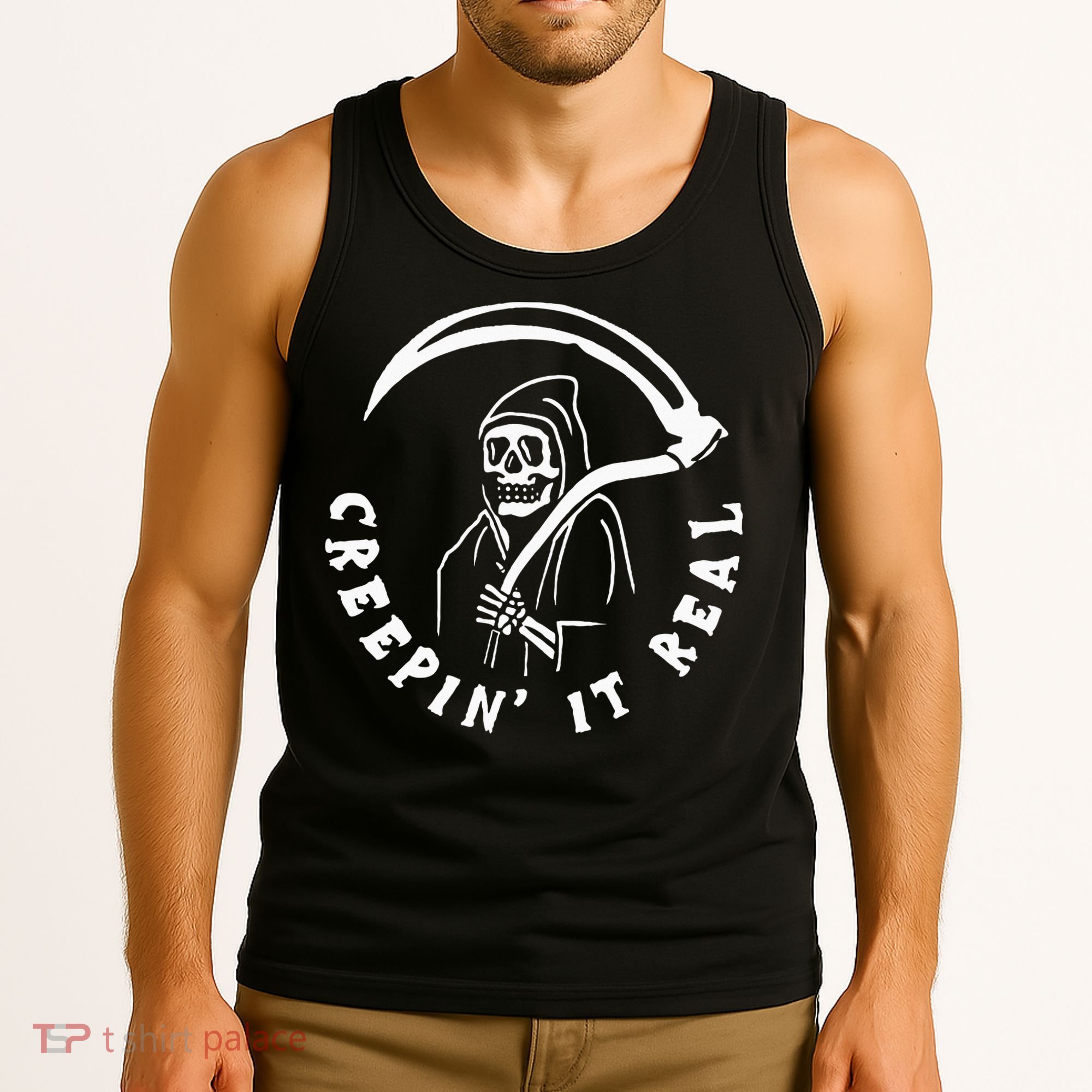 Creepin It Real Grim Reaper Halloween Tank Top