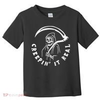 Creepin It Real Grim Reaper Halloween Toddler T-Shirt thumb 0
