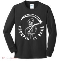 Creepin It Real Grim Reaper Halloween Kids Long Sleeve Shirt thumb 0