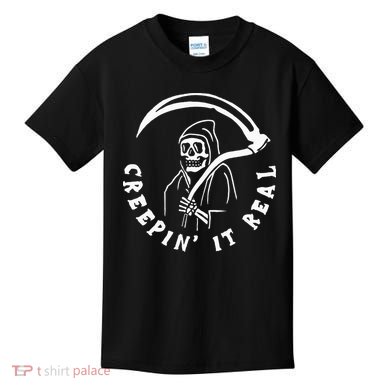 Creepin It Real Grim Reaper Halloween Kids T-Shirt