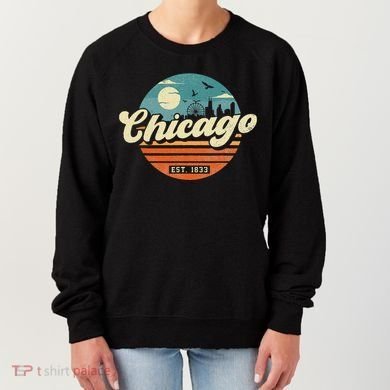 Chicago Illinois Retro Skyline Night Il Souvenirs Women's Sweatshirt