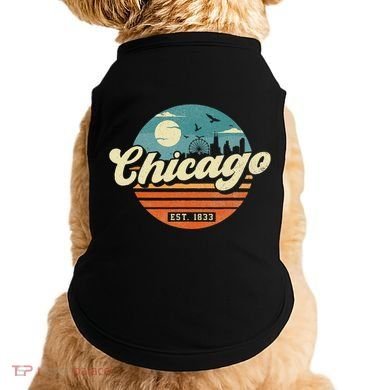 Chicago Illinois Retro Skyline Night Il Souvenirs Doggie Tank