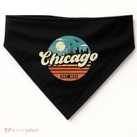 Chicago Illinois Retro Skyline Night Il Souvenirs USA-Made Doggie Bandana thumb 0