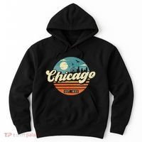 Chicago Illinois Retro Skyline Night Il Souvenirs Hoodie thumb 0