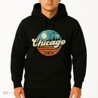 Chicago Illinois Retro Skyline Night Il Souvenirs Hoodie thumb 2