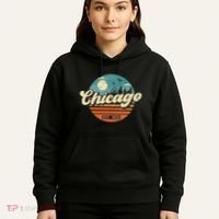 Chicago Illinois Retro Skyline Night Il Souvenirs Hoodie thumb 5
