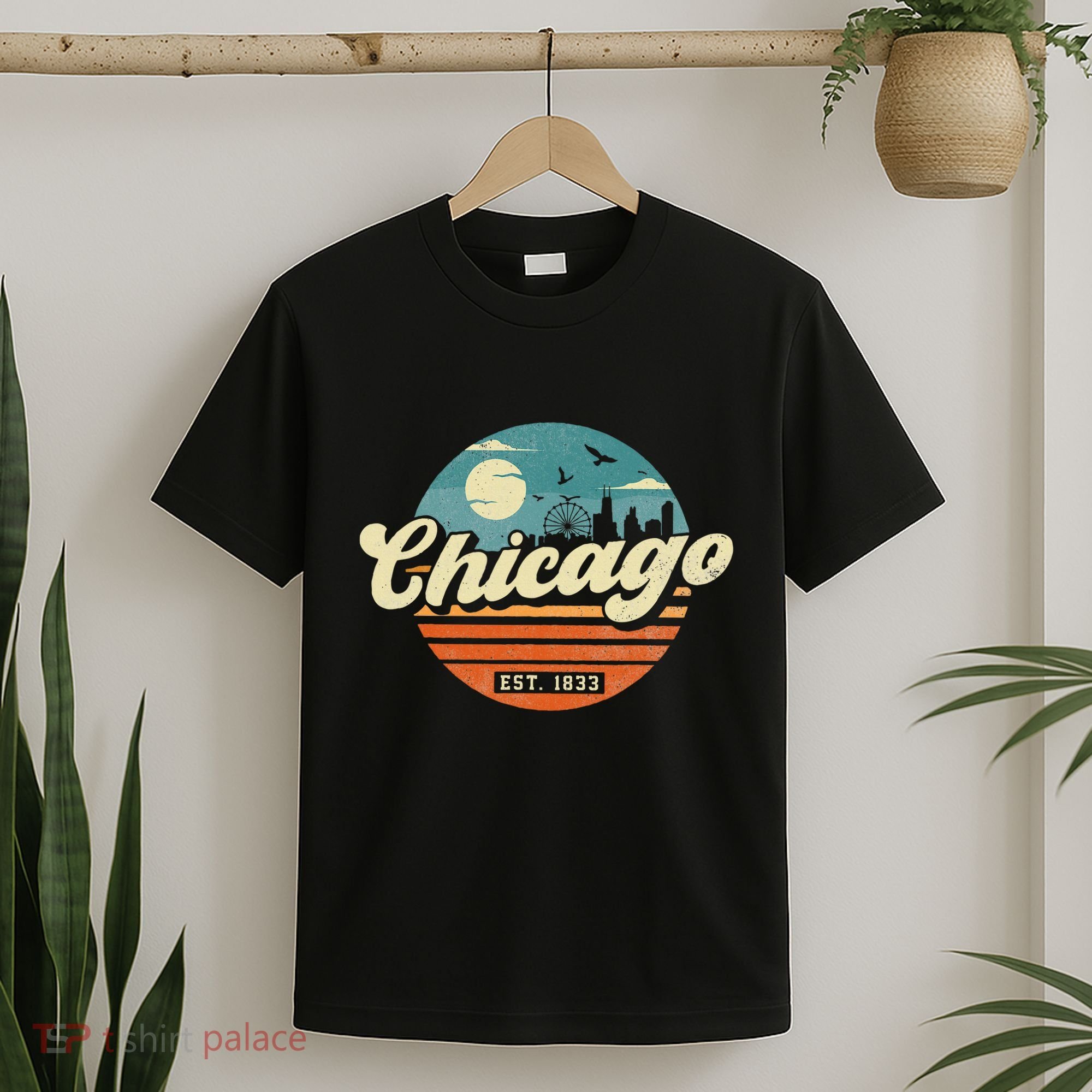Chicago Illinois Retro Skyline Night Il Souvenirs T-Shirt