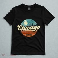Chicago Illinois Retro Skyline Night Il Souvenirs T-Shirt thumb 5