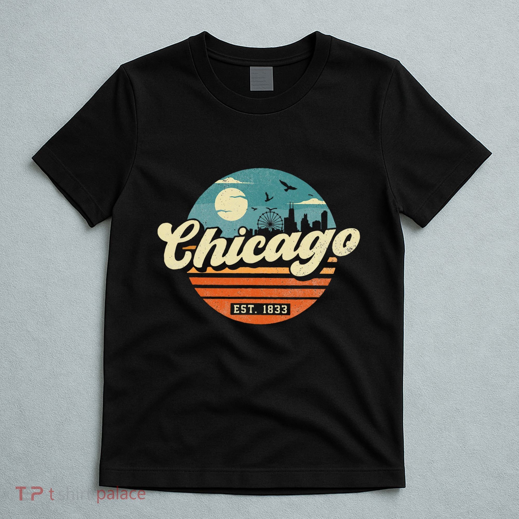 Chicago Illinois Retro Skyline Night Il Souvenirs T-Shirt