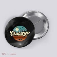 Chicago Illinois Retro Skyline Night Il Souvenirs Button thumb 0