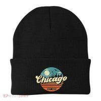 Chicago Illinois Retro Skyline Night Il Souvenirs Beanie thumb 0