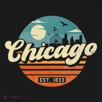 Chicago Illinois Retro Skyline Night Il Souvenirs Women's Hoodie thumb 2