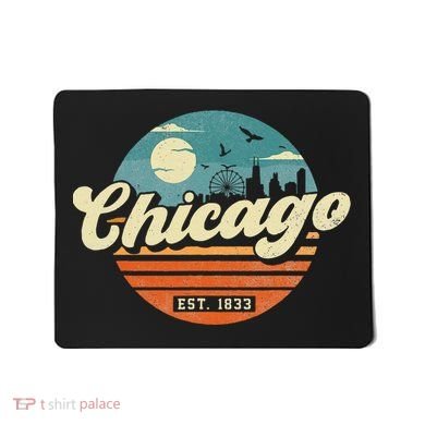Chicago Illinois Retro Skyline Night Il Souvenirs Mousepad