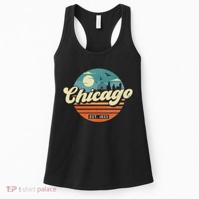 Chicago Illinois Retro Skyline Night Il Souvenirs Women's Tank Top