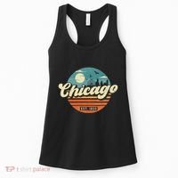 Chicago Illinois Retro Skyline Night Il Souvenirs Women's Tank Top thumb 0