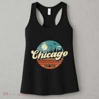 Chicago Illinois Retro Skyline Night Il Souvenirs Women's Tank Top thumb 3