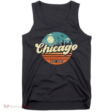 Chicago Illinois Retro Skyline Night Il Souvenirs Tank Top