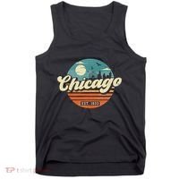 Chicago Illinois Retro Skyline Night Il Souvenirs Tank Top thumb 0
