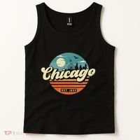 Chicago Illinois Retro Skyline Night Il Souvenirs Tank Top thumb 2