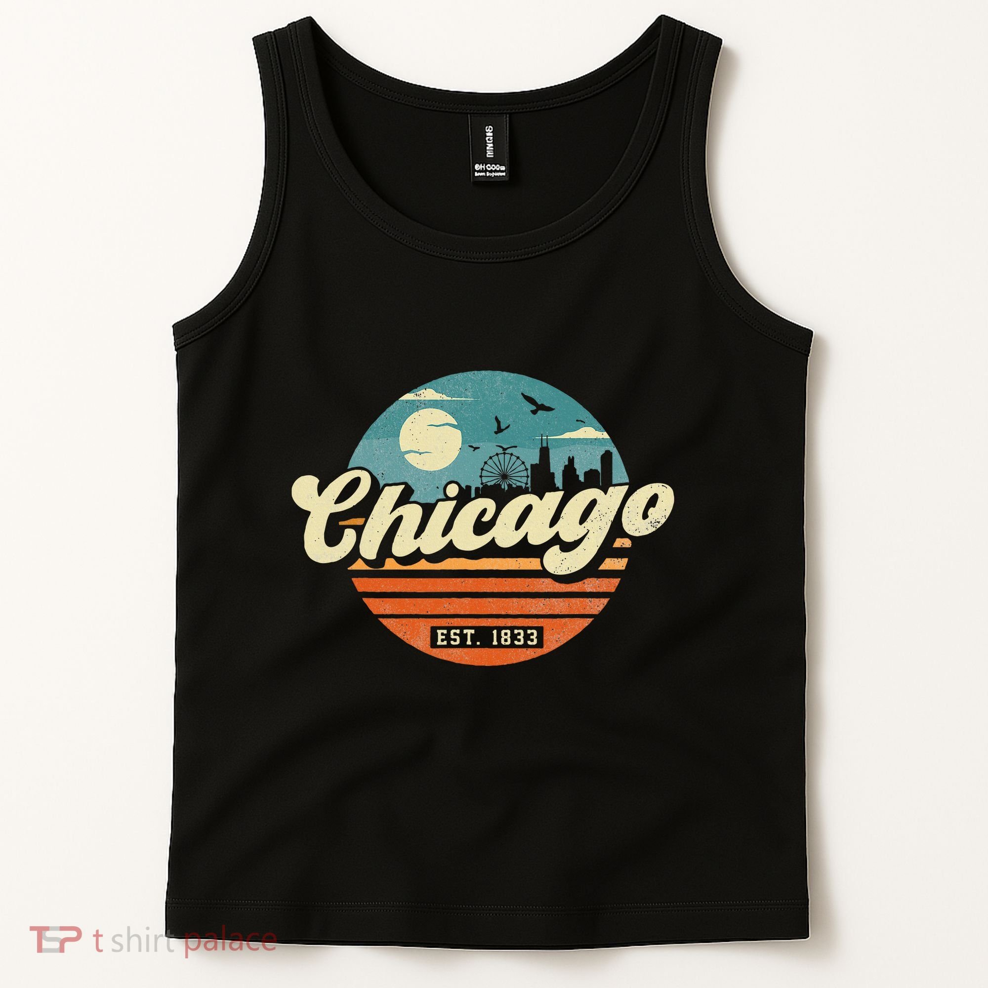 Chicago Illinois Retro Skyline Night Il Souvenirs Tank Top
