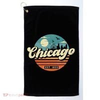 Chicago Illinois Retro Skyline Night Il Souvenirs Golf Towel thumb 0