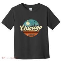 Chicago Illinois Retro Skyline Night Il Souvenirs Toddler T-Shirt thumb 0